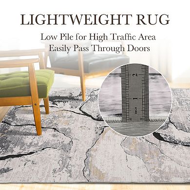 Modern Area Rugs Washable Abstract Carpet, Non-Slip Carpet for Bedroom, Living Room, Office