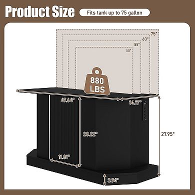 Modern Storage Cabinet With Fish Tank Stand Power Outlet
