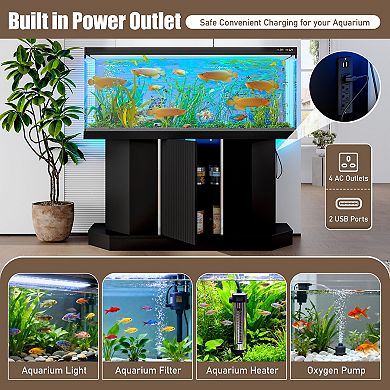 Modern Storage Cabinet With Fish Tank Stand Power Outlet
