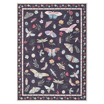 Fashionwu Butterfly And Insect Prints Area Rug Modern Washable Non Slip Home Decor For Living Rooms