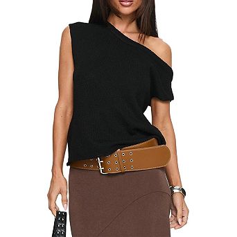 Women Off The Shoulder Tops Short Sleeve Oversized T-Shirt Dolman Ruched Tees Summer Going Out Tops