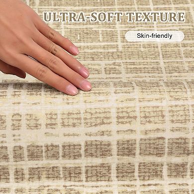 Modern Area Rug Washable Rugs Stain Resistant Non Slip Non Shedding Low Pile Carpet for Home Decor