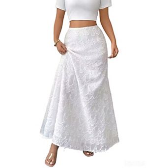 Women's Textured A Line Boho Maxi Skirt Summer Casual Elegant Fashion Zipper Back Long Dress