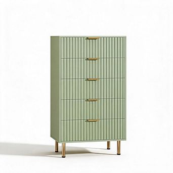 Fluted 5 Drawer Dresser for Bedroom, 48'' Modern Chest of Drawers with Deep Drawers and Wide Top,