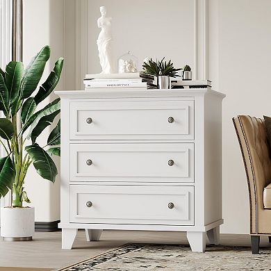 3 Drawer Dresser for Bedroom, Wide Chest w/ Vintage Handle, Modern Wood