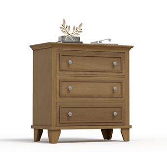 3 Drawer Dresser for Bedroom, Wide Chest w/ Vintage Handle, Modern Wood