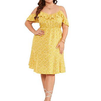 Women Plus Size Off Shoulder Maxi Dress Ruffle Flowy Casual Summer Boho Long Dresses
