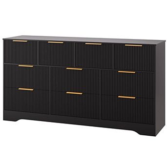 59" Modern Fluted Dresser, 10-Drawer Storage Chest w/ Metal Handles & Anti-Tip