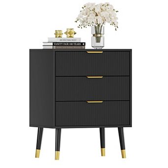 3 Drawer Dresser for Bedroom, Modern Nightstand w/ Wide Top & Deep Drawers