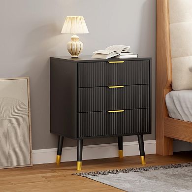 3 Drawer Dresser for Bedroom, Modern Nightstand w/ Wide Top & Deep Drawers