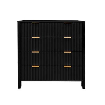 4 Drawer Fluted Tall Dresser for Bedroom, Mid Century Modern Chest for Living Room, Hallway, Closet