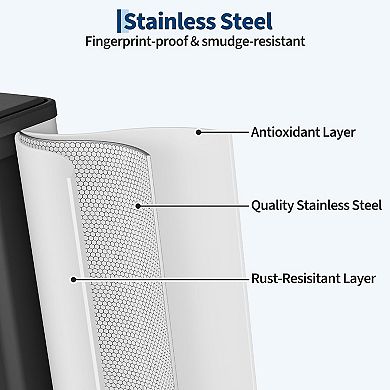 16-Gallon Dual Compartment Stainless Steel Trash Can with Odor Seal & Soft Close Lid