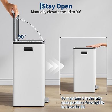 16-Gallon Dual Compartment Stainless Steel Trash Can with Odor Seal & Soft Close Lid