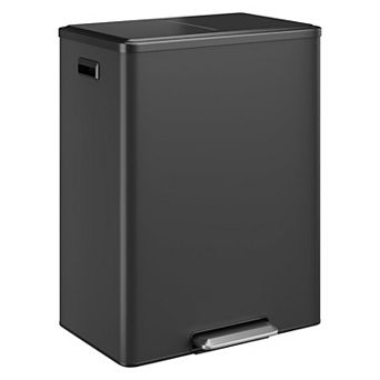 16-Gallon Dual Compartment Stainless Steel Trash Can with Odor Seal & Soft Close Lid