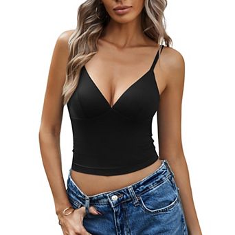 Avidlove Camisole Tops for Women V Neck Crop Tank Tops Y2K Cami Double Lined Going Out Summer