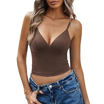 Avidlove Camisole Tops for Women V Neck Crop Tank Tops Y2K Cami Double Lined Going Out Summer