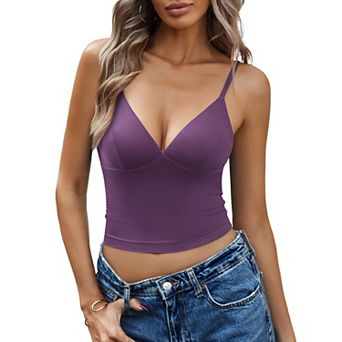 Avidlove Camisole Tops for Women V Neck Crop Tank Tops Y2K Cami Double Lined Going Out Summer