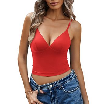 Avidlove Camisole Tops for Women V Neck Crop Tank Tops Y2K Cami Double Lined Going Out Summer