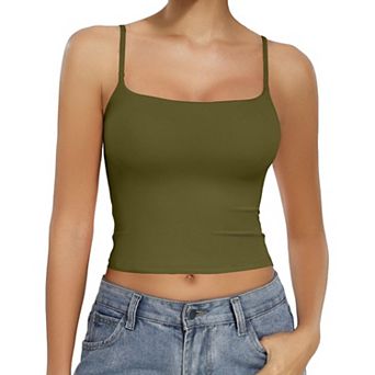 Avidlove Tank Tops for Women Square Neck Spaghetti Strap Double Lined Y2K Going Out Camisole Top