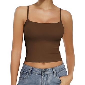Avidlove Tank Tops for Women Square Neck Spaghetti Strap Double Lined Y2K Going Out Camisole Top