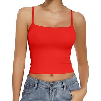 Avidlove Tank Tops for Women Square Neck Spaghetti Strap Double Lined Y2K Going Out Camisole Top