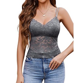 Avidlove Lace Tops for Women V Neck Bralettes Camisole Lingerie Spaghetti Strap Tube Slim Tank Top