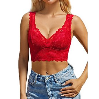 Avidlove Lace Bralettes Women Triangle Bra Unlined Crop Tops Lingerie Cami Tank Top
