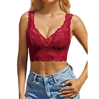Avidlove Lace Bralettes Women Triangle Bra Unlined Crop Tops Lingerie Cami Tank Top