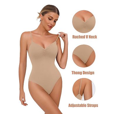 Avidlove Body Suits for Womens Ruched V Neck Bodysuits Backless Double Lined Cami Going Out