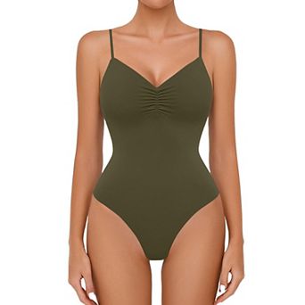 Avidlove Body Suits for Womens Ruched V Neck Bodysuits Backless Double Lined Cami Going Out