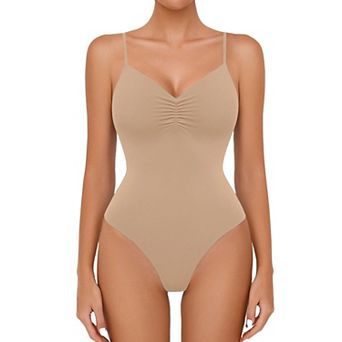Avidlove Body Suits for Womens Ruched V Neck Bodysuits Backless Double Lined Cami Going Out