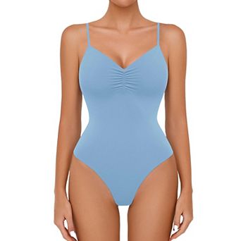 Avidlove Body Suits for Womens Ruched V Neck Bodysuits Backless Double Lined Cami Going Out