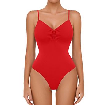 Avidlove Body Suits for Womens Ruched V Neck Bodysuits Backless Double Lined Cami Going Out