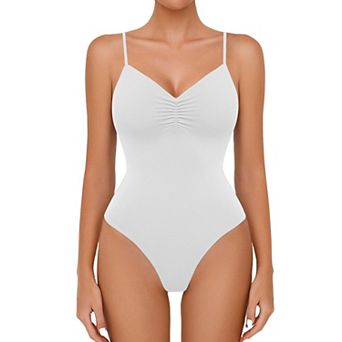 Avidlove Body Suits for Womens Ruched V Neck Bodysuits Backless Double Lined Cami Going Out