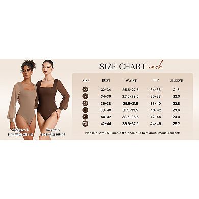 Avidlove Long Sleeve Body Suits Womens Square Neck Mesh Thong Bodysuit Going out Outfit