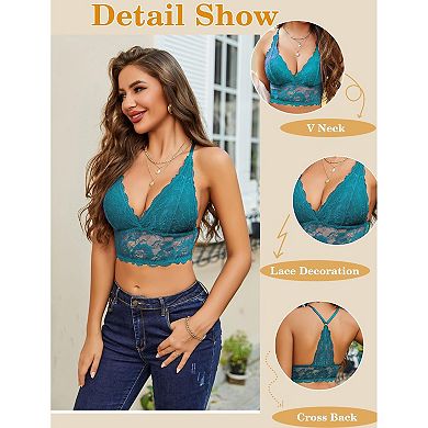 Avidlove Bralettes for Women Lace Wireless Bra Adjustable Strap Racerback Camisole Crop Top
