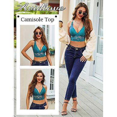 Avidlove Bralettes for Women Lace Wireless Bra Adjustable Strap Racerback Camisole Crop Top