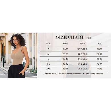Avidlove Bodysuits for Women Button Down Square Neck Sleeveless Body Suit Snap Closure Double Lined