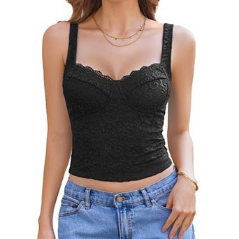 Avidlove Tops Tank Summer Sweetheart Neck Lace Crop Top Going Out Y2k