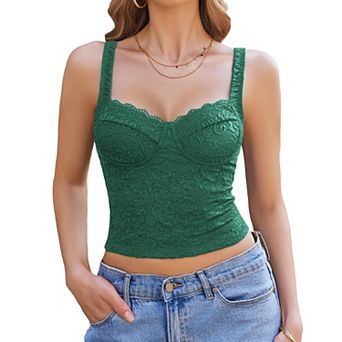 Avidlove Tops Tank Summer Sweetheart Neck Lace Crop Top Going Out Y2k