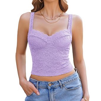 Avidlove Tops Tank Summer Sweetheart Neck Lace Crop Top Going Out Y2k