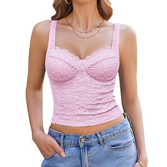 Avidlove Tops Tank Summer Sweetheart Neck Lace Crop Top Going Out Y2k