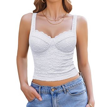 Avidlove Tops Tank Summer Sweetheart Neck Lace Crop Top Going Out Y2k