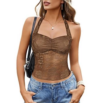 Avidlove Lace Tops for Women Going Out Tops Cute Halter Classy Tank Concert Outfits Y2K Top