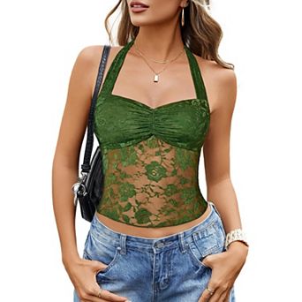Avidlove Lace Tops for Women Going Out Tops Cute Halter Classy Tank Concert Outfits Y2K Top
