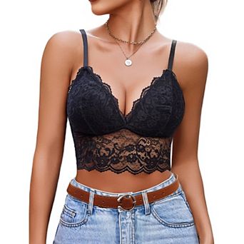 Avidlove Lace Tops for Women Bralettes V Neck Spaghetti Strap Going Out Halloween Crop Top