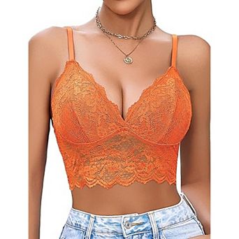 Avidlove Lace Tops for Women Bralettes V Neck Spaghetti Strap Going Out Halloween Crop Top
