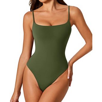 Avidlove Bodysuits for Women Square Neck Bodysuit Sleeveless Body Suit Thong Body Suits Caim