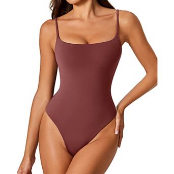 Avidlove Bodysuits for Women Square Neck Bodysuit Sleeveless Body Suit Thong Body Suits Caim