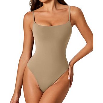 Avidlove Bodysuits for Women Square Neck Bodysuit Sleeveless Body Suit Thong Body Suits Caim